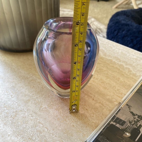 Murano Glass Vase Vintage Sommerso MCM 1960 Vase Purple Heavy Candle Holder - Picture 3 of 7